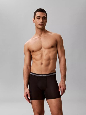 Calvin Klein Erkek Pamuklu Slim Fit Beli Elastik Bantlı 3'lü Siyah Boxer LV00NB4537-UB1