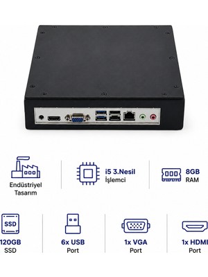 Grandstarr BXK i5-3.Nesil/8gb RAM/120GB SSD Endüstriyel Mini PC - Box PC
