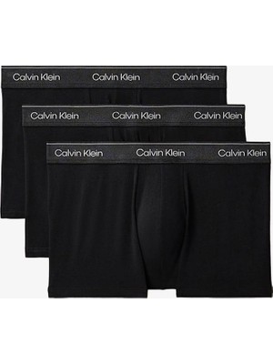 Calvin Klein Erkek Pamuklu Slim Fit Beli Elastik Bantlı 3'lü Siyah1 Boxer LV00NB4575-UB1