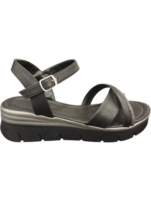 Taşçı Ayakkabı Ventes 5812004Z Kadın Günlük Taş Işlemeli 4 cm Topuk Boyu Tek Bant Sandalet