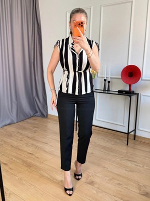 Size Özgü Siyah Önü Flotalı Pantolon