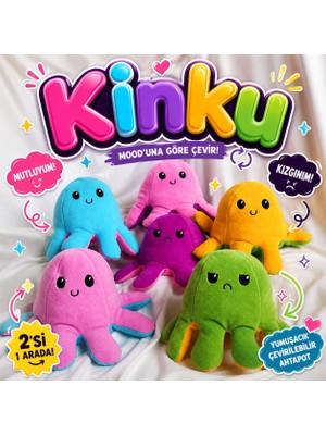 Kinku Mod Değiştiren Çift Yüzlü Sevimli Canlı Renkler Peluş Ahtapot Yastık & Uyku Arkadaşı & Oyuncak karışık 1 adet