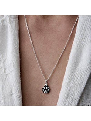 Ebrar Silver Gümüş Pati Izi Kolye Mini Boy Hayvan Pati Izi Figürlü Unisex Kolye