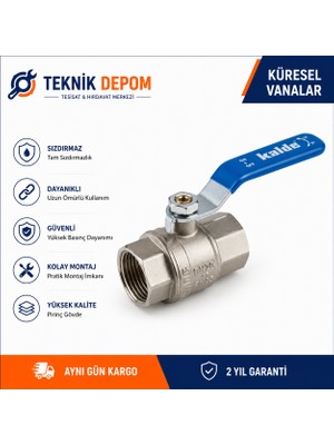 Kalde 3/4 İnç Pirinç Küresel Vana Tam Geçişli İçme Suyu Vanası PN25