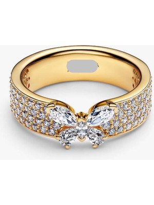 Hector Co Jewellery S925 Gold Renk Işıltılı Kelebek Yüzük