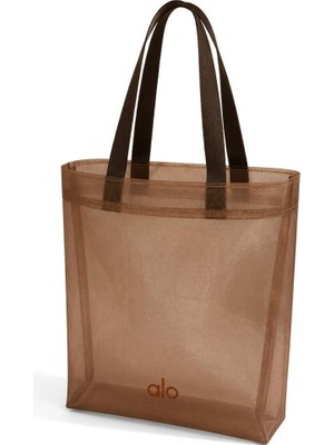 Abnturk 38X37 cm Ölçüsünde Kahverengi Şeffaf File Plaj ve Alışveriş Çantası