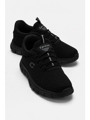 Ccway Fileli Anorak Kadın Spor Ayakkabı Siyah Siyah