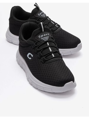 Ccway Fileli Anorak Kadın Spor Ayakkabı Siyah Beyaz