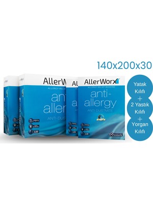 Allerworx Anti Toz Akarı Anti Alerjik Çift Kişilik Yatak Takımı 140X200X30