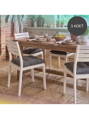 Bhomes Concept 3'lü Set 40x40 Cm Antrasit Modern Sandalye Minderi - Konforlu Bahçe, Mutfak ve Yemek Masası Sandalye Minderi (Bağcıksız Sade Tasarım)