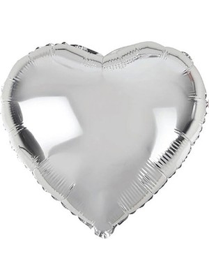 BenimMarifetlerim Gümüş Kalp Folyo Balon 18 Inch 45 cm x 45 cm