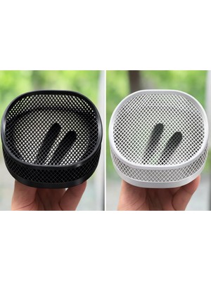3D Baskı Zamanı Modern Kafes Tasarımlı Oval Organizer Siyah - 3D Yazıcı Üretimi Fonksiyonel Banyo, Mutfak ve Masa Üstü Sepeti