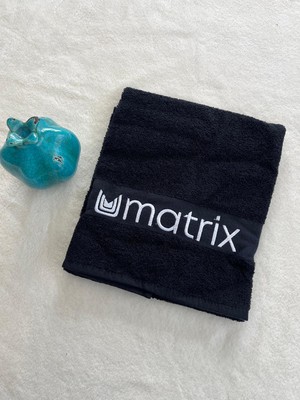 Matrix Nakışlı Siyah Berber & Kuaför Havlusu 50X100 cm – Profesyonel Seri (10 Adet)