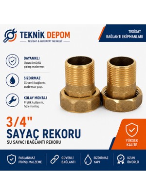 Bymet 3/4 İnç Su Sayacı Rakoru Takımı Pirinç Sayaç Bağlantı Rekoru