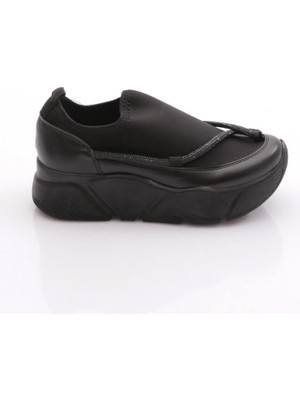 Dgn M405 Kadin Kalin Taban Silver Taşli Ip Detayli Sneakers Ayakkabi