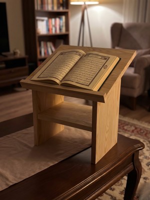 Nest Woodtr Doğal Ahşap Rahle Kur’an-I Kerim Okuma Standı – Masaüstü Kitap Sehpası Dekoratif Ahşap Rahle