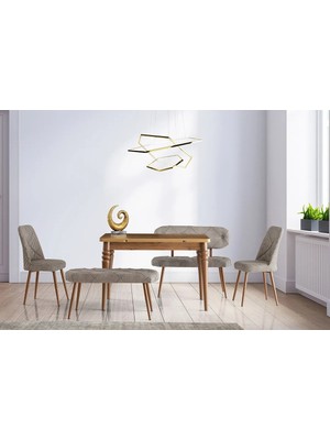 Viento Mobilya Yakamoz Antik Çam Açılır 120X80 Masa 6 Kişilik Bench Takımı Kahve Kazayağı Sandalye Masa Takımı