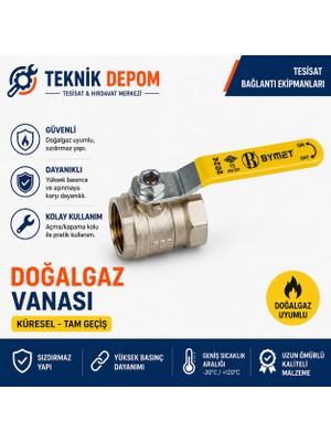 Bymet 1 İnç Pirinç Küresel Doğalgaz Vanası TS EN 331