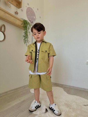 Erkek Çocuk Gabardin Kumaş 3'lü Kısa Kol Alt Üst Takım J-3000-Y