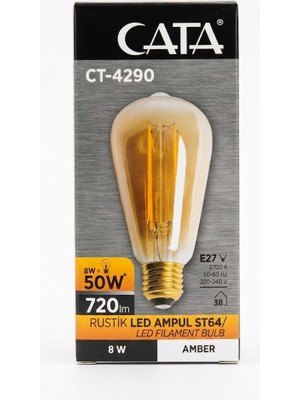 Cata 10 Adet Rustik LED Ampul ST64/