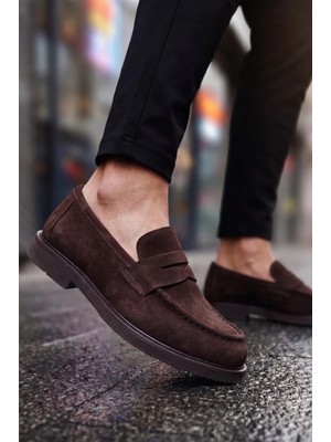 Shoetyle - Hakiki Süet Deri Kahverengi Erkek Loafer - 250-1975