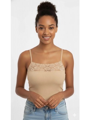 Pileli Store Pilelistore Şahinler Dar Dantel Ip Askılı Ten B607