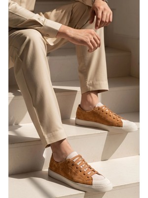 Shoetyle - Hakiki Süet Deri Taba Rengi Erkek Sneaker - 666-01-03