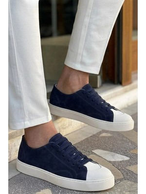 Shoetyle - Hakiki Süet Deri Lacivert Renk Erkek Sneaker - 666-01-03