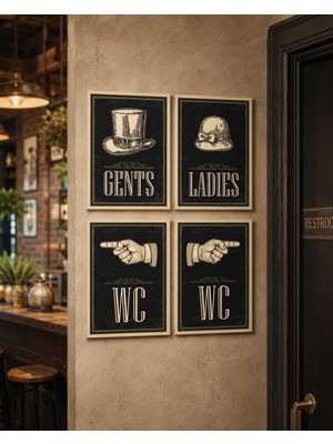 Karbonsoft Gents, Ladies ve WC Tabelası 33 x 42 cm Kanserojen Olmayan Boyalarla MDF Üzerine Baskı