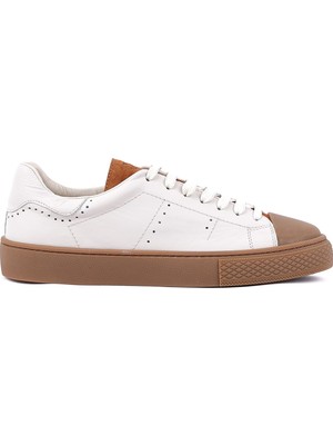 Shoetyle - Hakiki Deri Bej Rengi Erkek Sneaker - 666-03-80