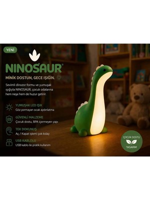 Mooddesign Nınosaur - Dinozor Gece Lambası (Usb Kablolu) Çocuk Odası Gece Işığı