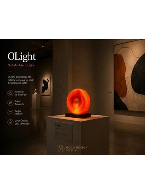 Mooddesign Olıght Orange Modern Decorative Glow - O ( Orange Donut) Design Soft Ambient Lamp (Masa-Ortam Ambiyans-Gece Lambası)