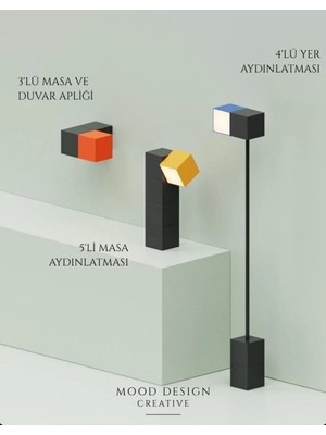 Mooddesign Mını Block Cube Decoratıve Lamp - Mini Blok Küp Dekoratif Çoklu Masa ve Yer Lambası (5'li-3'lü)