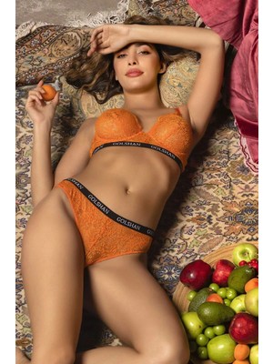 Pileli Store Pilelistore  Gaudi Brazilian Slip,  Dantel Brezilyan Turuncu Külot