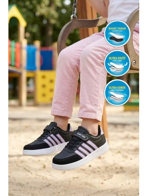 Walkway Lafonten 754 F Siyah-Lila Cırtlı Kız Çocuk Spor Ayakkabı