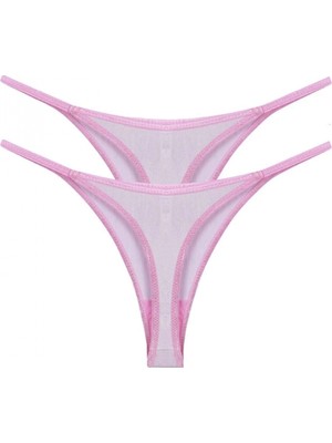 Pileli Store Pilelistore-  Pembe Transparan 2'li Tanga Slip