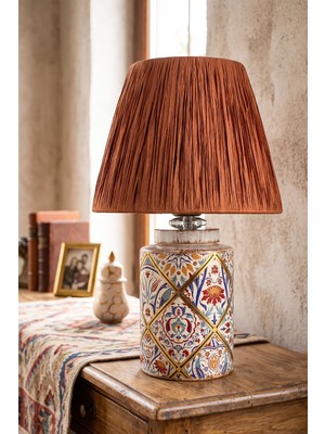 HMY Design Arme Desenli Handmade Seramik Abajur Kahverengi