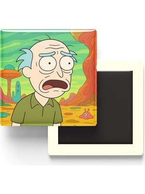 İberk Boomer Wojak - 9x9 cm Baskılı Kare Buzdolap Magneti (Rozetli)