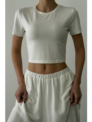 Quzu 26YTSH01794 Basic Crop Kadın T-Shirt