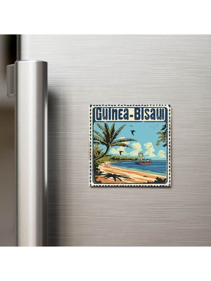 İberk Gine-Bissau Guinea-Bissau - Posta Pulu Temalı Ülke - Baskılı Buzdolap Magneti Kare - 9x9 cm