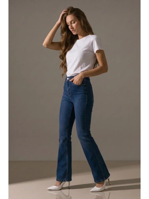 Passion Moda Evi Lacivert Ispanyol Paça Likralı Denim