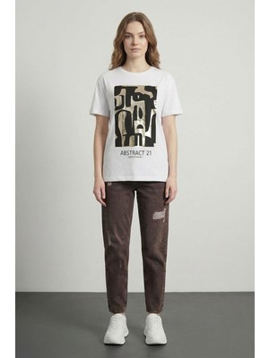Quzu 26YTSH01517 Baskı Detaylı Kadın T-Shirt
