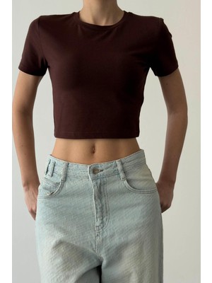 Quzu 26YTSH01794 Basic Crop Kadın T-Shirt