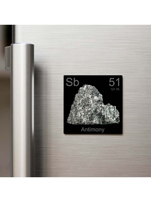İberk Antimony (Antimon) Elementi – Buzdolap Magneti – 9x9 cm