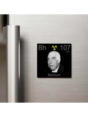 İberk Bohrium (Bohriyum) Elementi – Buzdolap Magneti – 9x9 cm