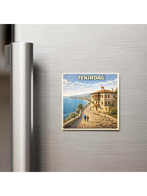 İberk Tekirdağ Şehri - Pop-Art Travel - 9x9 cm Buzdolap Magneti