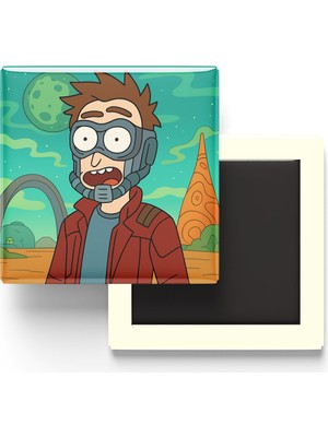 İberk Star-Lord - 9x9 cm Baskılı Kare Buzdolap Magneti (Rozetli)