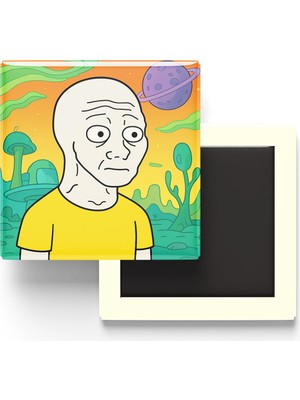 İberk Feels Guy - 9x9 cm Baskılı Kare Buzdolap Magneti (Rozetli)