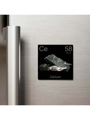 İberk Cerium (Seryum) Elementi – Buzdolap Magneti – 9x9 cm