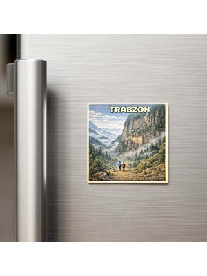 İberk Trabzon Şehri - Pop-Art Travel - 9x9 cm Buzdolap Magneti